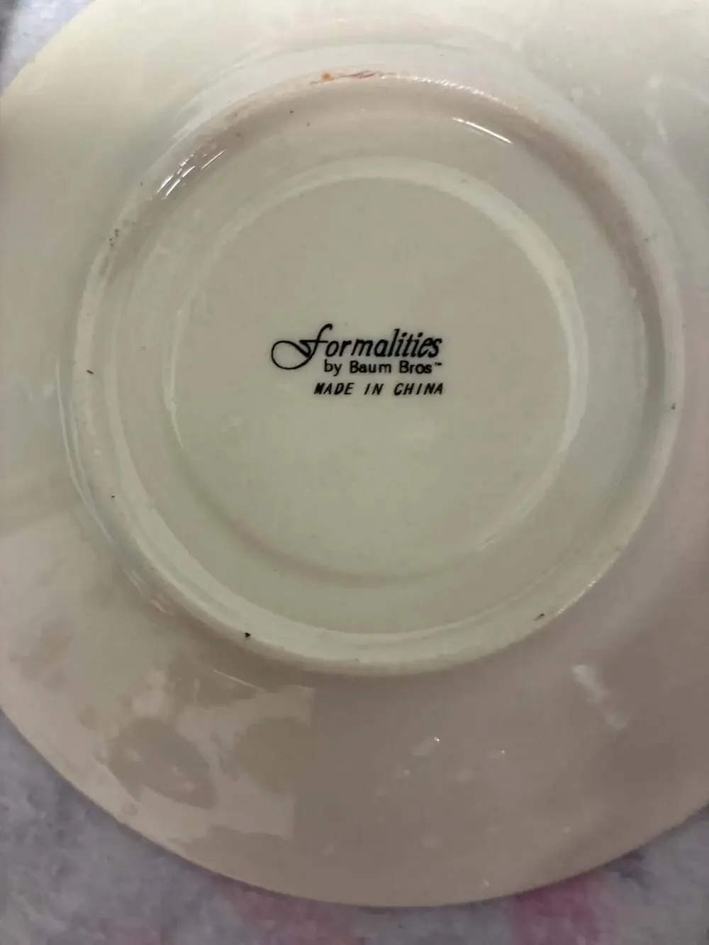 Formalities by Baum Bros. Fruit Pattern China Saucers Set of 4